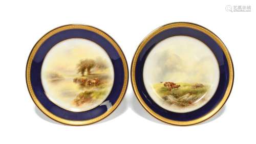 Two Royal Worcester cabinet plates date codes for 1910 and 1...
