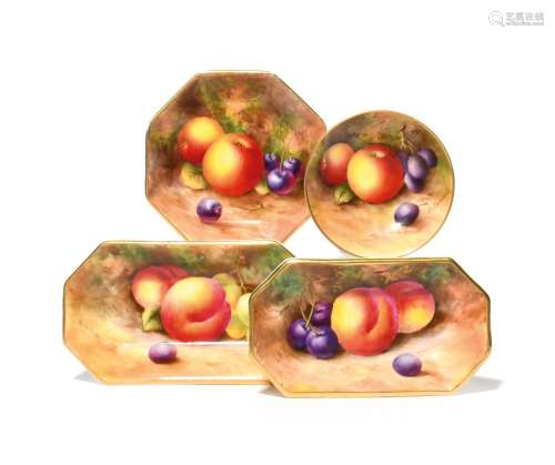 Four Royal Worcester pin trays date codes for 1937, 1938 and...