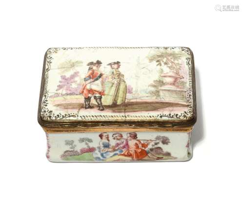 A rectangular enamel snuff box c.1760-70, possibly Birmingha...