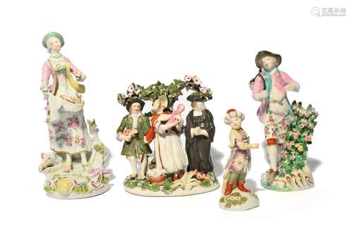 A Derby figure group of `The Tithe Pig` c.1760-65, of a youn...