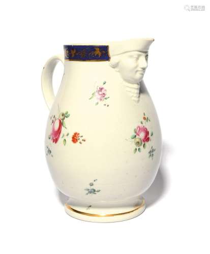 A large Derby `Lord Rodney` punch jug c.1780, painted with p...