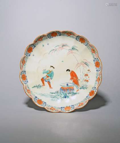 A large Chelsea lobed dish or charger c.1752-55, painted in ...