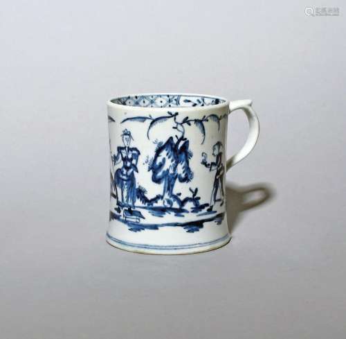 A good Lowestoft blue and white mug c.1761-62, painted with ...