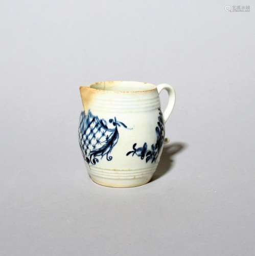 An unusual Lowestoft blue and white cream jug c.1770-75, of ...