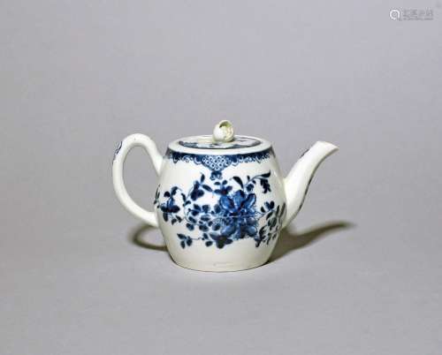 A rare Worcester blue and white teapot and cover of small si...