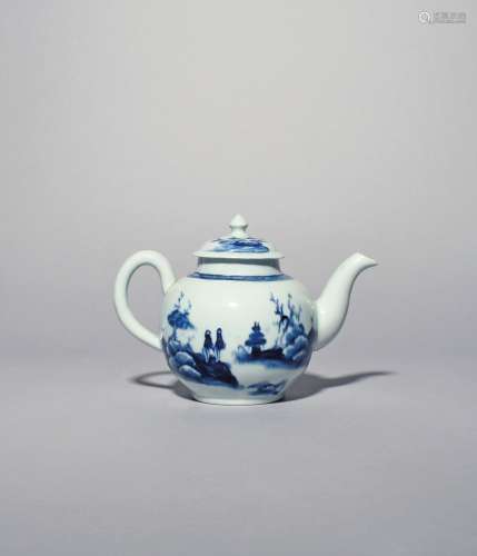 A Richard Chaffers (Liverpool) blue and white teapot and cov...