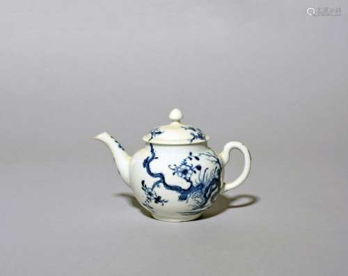 A miniature Worcester blue and white teapot and cover c.1758...