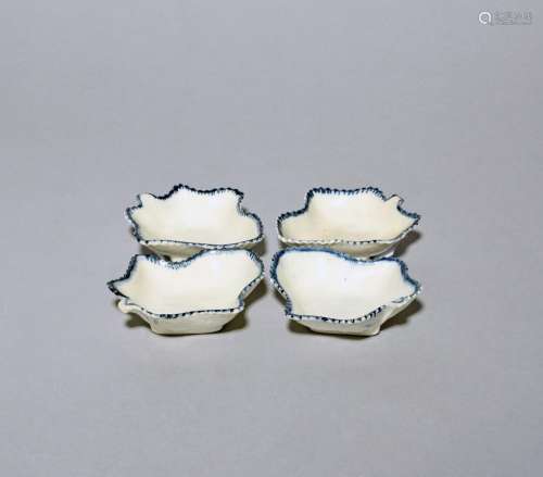 Four Caughley blue and white pickle dishes c.1770-80, of lea...