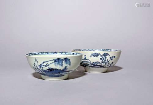 Two Liverpool blue and white bowls c.1760-70, one Richard Ch...