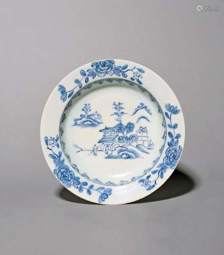 A small and rare Bow blue and white dish or pudding bowl c.1...
