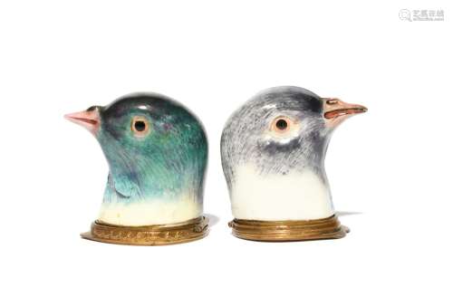 A pair of Samson pigeon bonbonnières late 19th century, afte...