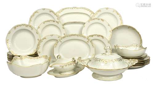A Meissen part dinner service 20th century, moulded with flo...