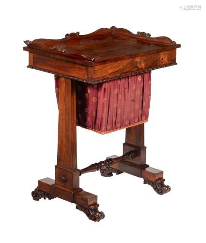 【Y】A GEORGE IV ROSEWOOD WORK TABLE, IN THE MANNER OF GILLOWS