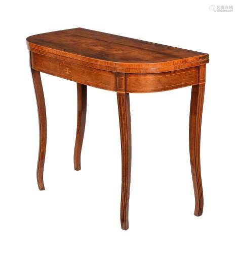 【Y】A REGENCY ROSEWOOD AND LINE INLAID FOLDING CARD TABLE