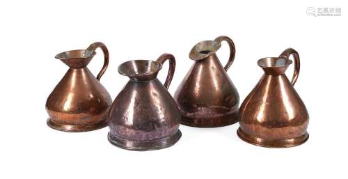 A GROUP OF FOUR ASSOCIATED VICTORIAN COPPER 'HAYSTACK' GALLO...