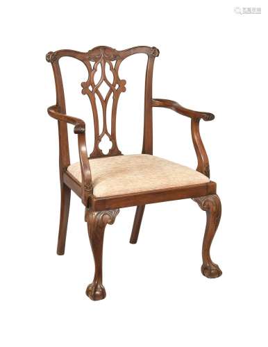 A MAHOGANY ARMCHAIR IN GEORGE III STYLE