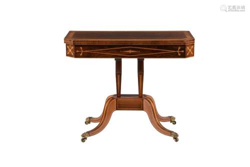 【Y】A GEORGE III ROSEWOOD AND SATINWOOD BANDED CARD TABLE
