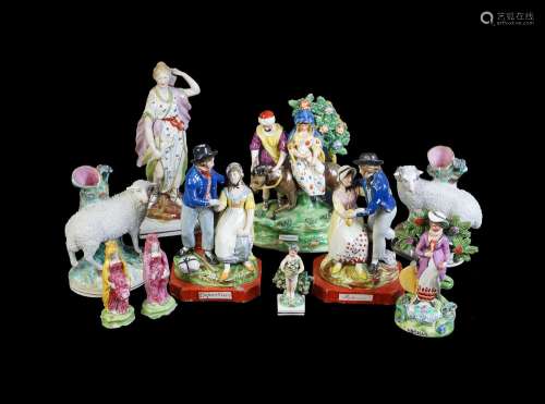 A SELECTION OF STAFFORDSHIRE PEARLWARE FIGURES AND GROUPS