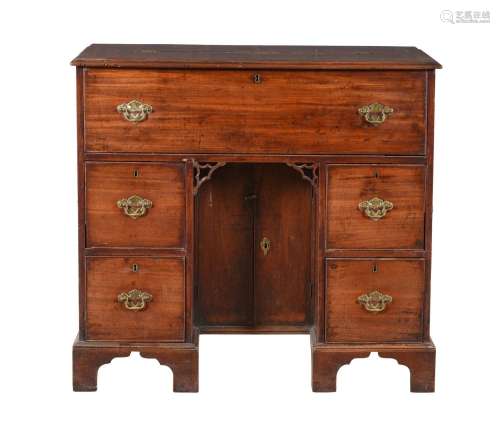 A MAHOGANY HARDWOOD AND INLAID DESK