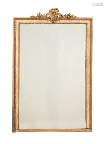 A CREAM AND GILT WALL MIRROR IN FRENCH TASTE