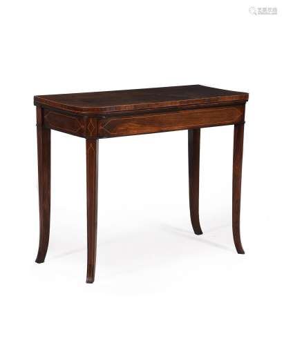 【Y】A REGENCY ROSEWOOD AND BOXWOOD STRUNG FOLDING TABLE