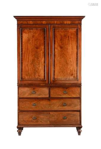 【Y】A GEORGE IV MAHOGANY LINEN PRESS