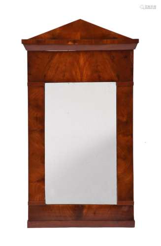 A FRENCH MAHOGANY WALL MIRROR IN EMPIRE TASTE