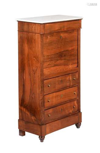 【Y】A FRENCH ROSEWOOD AND MARBLE SECRETAIRE A ABATTANTIN EARL...