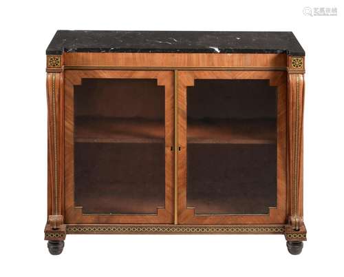 A REGENCY MAHOGANY AND BRASS INLAID SIDE CABINET