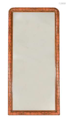 A LACQUER AND PARCEL GILT PIER MIRROR IN 19TH CENTURY CHINES...