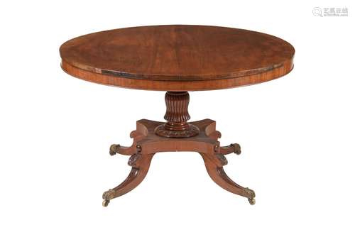 【Y】A GEORGE IV MAHOGANY AND ROSEWOOD BANDED CENTRE TABLE