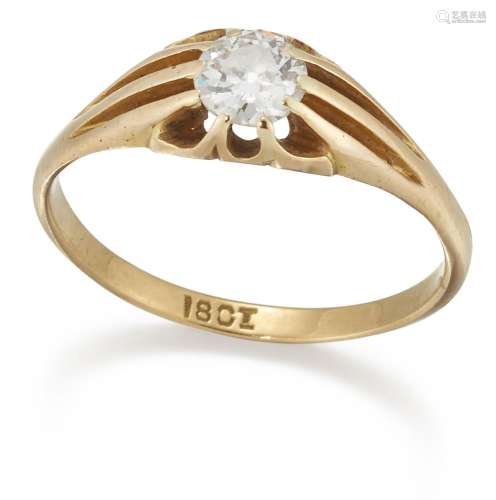 A Victorian diamond single stone ring, composed of a single ...