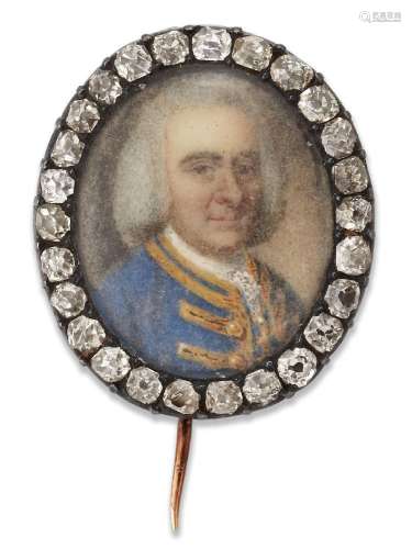 A late 18th century gold and silver mounted, diamond portrai...