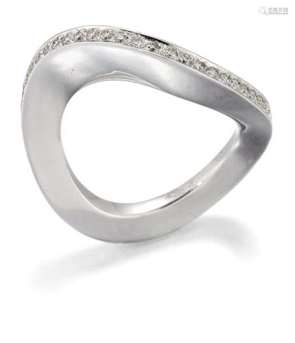 A diamond half-eternity ring, the single row of brilliant-cu...