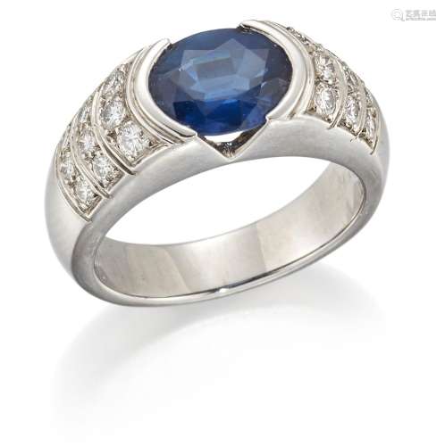 Chaumet, a sapphire and diamond ring, by Chaumet, The single...