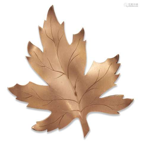 Birks, a maple leaf brooch, by Birks of Canada, modelled as ...