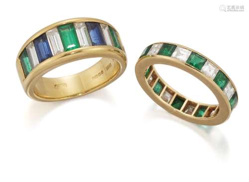 Garrard & Co, an 18ct gold, diamond an emerald ring, by ...
