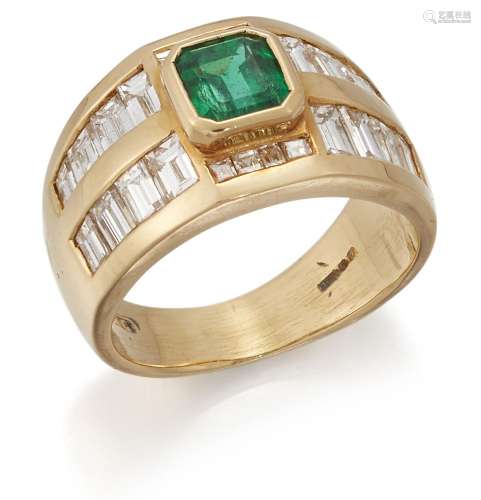Garrard & Co, an Emerald and diamond ring, by Garrard &a...