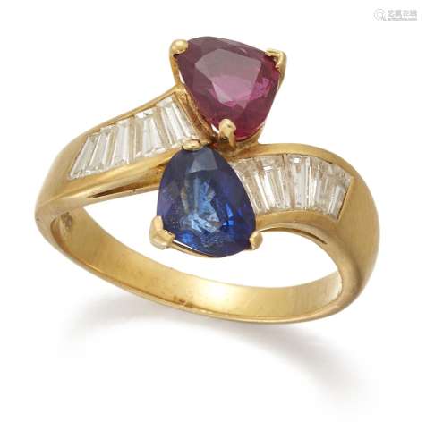 Garrard and Co, a ruby and sapphire ring, by Garrad & Co...