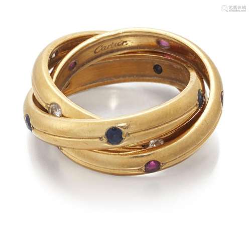 Cartier, a Trinity ring, by Cartier, accented with circular-...