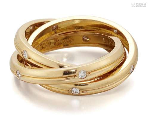Cartier, an 18ct gold, diamond 'trinity' ring, by Cartier, e...