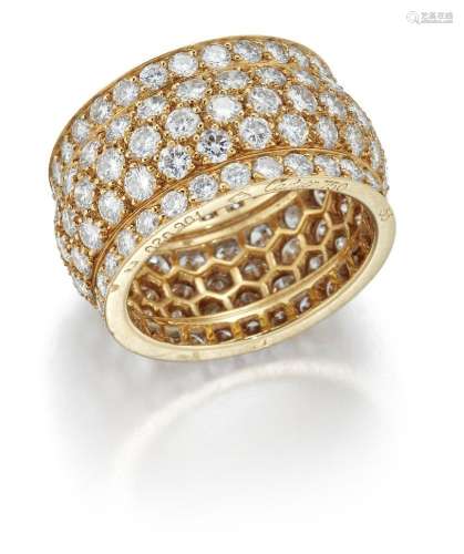 Cartier, an 18ct gold, diamond band ring, by Cartier, pave-s...