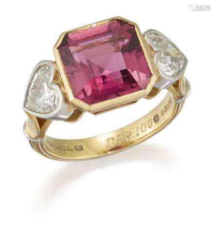 Theo Fennell, an 18ct gold, square-cut pink tourmaline and h...