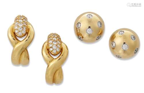 Tiffany & Co, two pairs of diamond earrings, by Tiffany,...