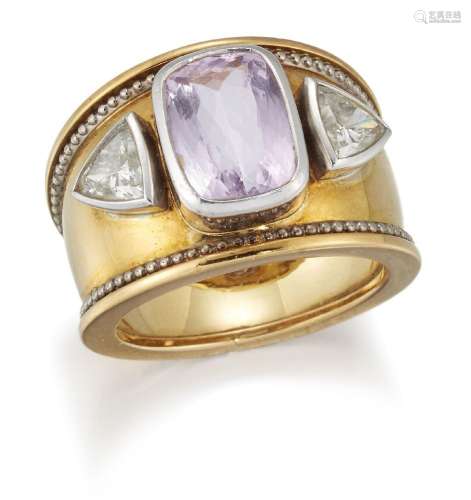 Theo Fennell, a morganite and diamond three stone ring, sign...
