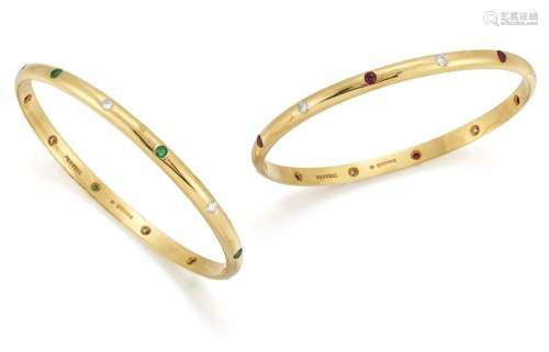 Theo Fennell, two gold diamond and gem-set bangles, by Theo ...