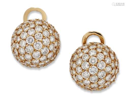 Chaumet, a pair of diamond ear clips, by Chaumet, pave-set w...