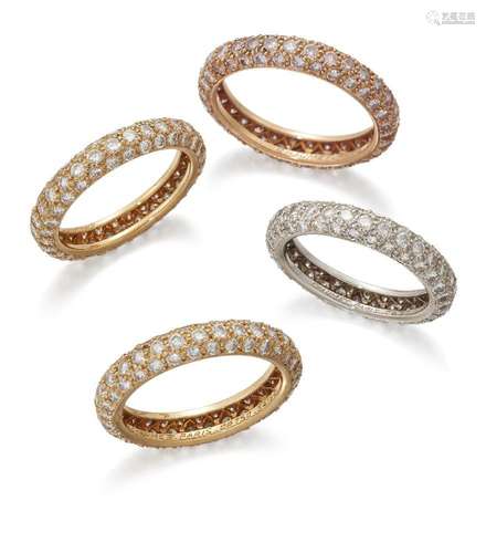 Chaumet, four diamond eternity rings, by Chaumet, each pave-...