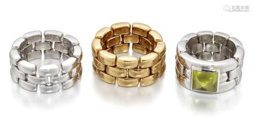 Chaumet, three chain-link rings, by Chaumet, one set with a ...