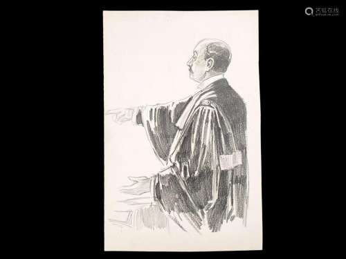 Maurice FEUILLET (1873-1968)<br />
Affaire Dreyfus, portrait...
